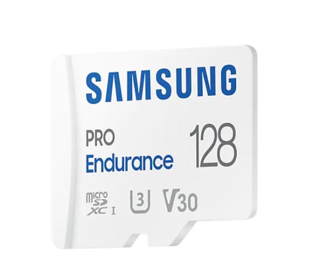 Карта памет Памет Samsung 128 GB micro SD PRO Endurance, Adapter, Class10, Waterproof, Magnet-proof, Read 100 MB/s - Write 40 MB/s