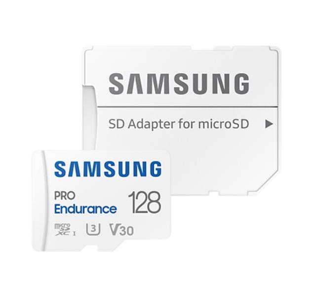 Карта памет Памет Samsung 128 GB micro SD PRO Endurance, Adapter, Class10, Waterproof, Magnet-proof, Read 100 MB/s - Write 40 MB/s