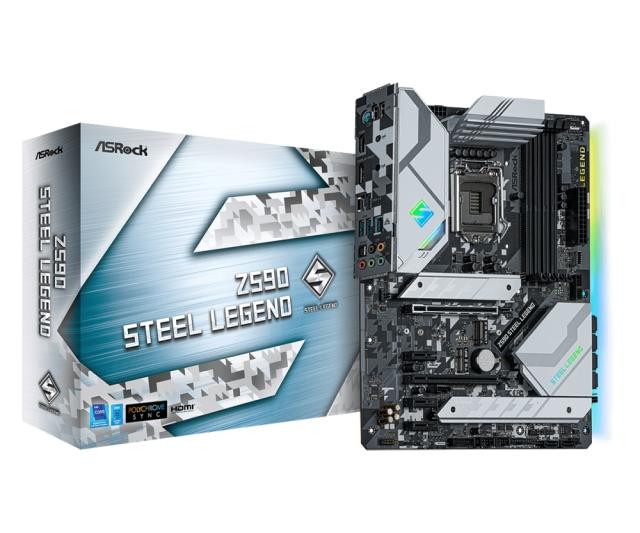 Дънна платка ASRock Z590 Steel Legend, Z590, LGA1200, 4xDDR4, (HDMI&DP)(CFX), PCI-E 4.0, 6x SATA 6Gb/s, 3x M.2, 1x USB 3.2 Gen 2 Type-C, ATX