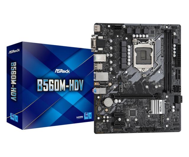 Дънна платка ASRock B560M-HDV/M.2, LGA1200, DDR4, (HDMI/DVI/VGA), PCI-E 4.0 , 4x SATA 6Gb/s, 2x M.2, 4x USB 3.2 Gen 1, Micro ATX