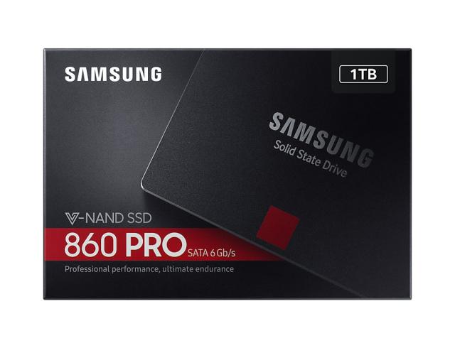 Samsung SSD 860 PRO 1TB Int. 2.5" SATA III, V-NAND 2-bit MLC, MJX Controller, 256-bit Encryption, Read 560 MB/s Write 530 MB/s, Cache Memory 1GB DDR4