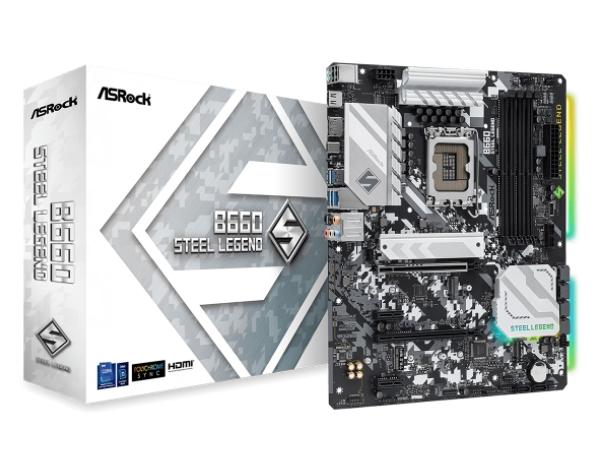 Дънна платка ASRock B660 Steel Legend, B660, LGA 1700, 4 x DDR4, (DP&HDMI), PCI-E 5.0, 6x SATA 6Gb/s, 2x M.2, 1x USB 3.2 Gen2 Type-C, ATX