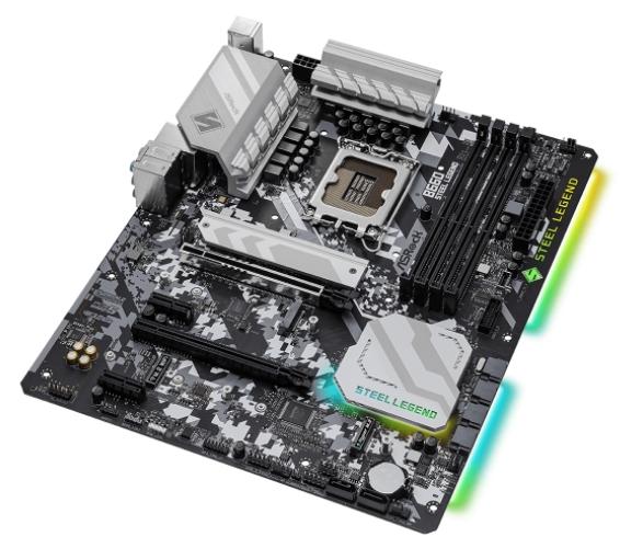 Дънна платка ASRock B660 Steel Legend, B660, LGA 1700, 4 x DDR4, (DP&HDMI), PCI-E 5.0, 6x SATA 6Gb/s, 2x M.2, 1x USB 3.2 Gen2 Type-C, ATX