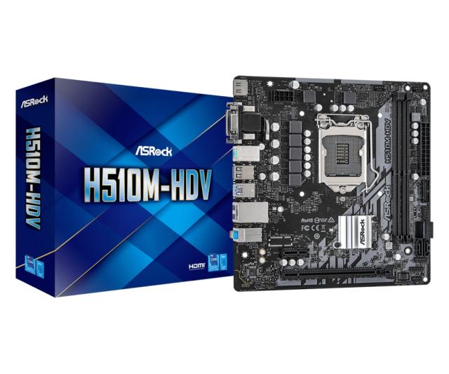 Дънна платка ASRock B560M-HDV R2.0, B560, LGA1200, 2 x DDR4, (DP&HDMI&VGA), PCI-E 4.0, 4x SATA 6Gb/s, 1x M.2, 1 x USB 3.2 Gen1, Micro ATX