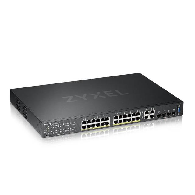 Комутатор ZyXEL GS2220-28HP, EU region, 24-port GbE L2 PoE Switch with GbE Uplink (1 year NCC Pro pack license bundled)