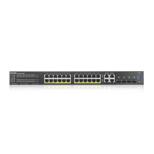 Комутатор ZyXEL GS2220-28HP, EU region, 24-port GbE L2 PoE Switch with GbE Uplink (1 year NCC Pro pack license bundled)