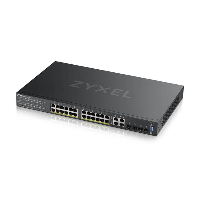 Комутатор ZyXEL GS2220-28HP, EU region, 24-port GbE L2 PoE Switch with GbE Uplink (1 year NCC Pro pack license bundled)