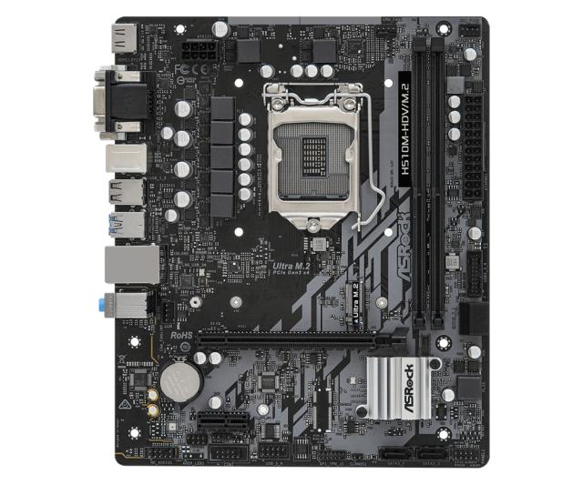 Дънна платка ASRock H510M-HDV/M.2, H510, LGA1200, 2xDDR4, (HDMI/DVI/VGA), PCI-E 4.0, 4x SATA 6Gb/s, 1x M.2, 2x USB 3.2 Gen 1, Micro ATX