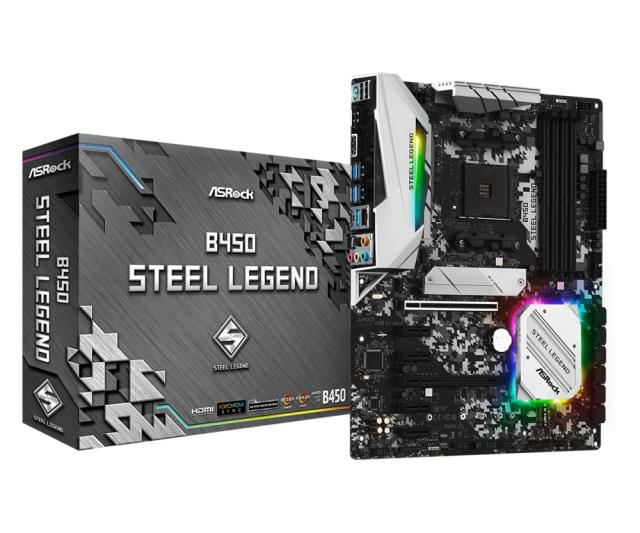 Дънна платка ASRock B450 Steel Legend, B450, AM4, DDR4, PCIe 3.0 (HDMI, DP), 4x SATA3 6.0 Gb/s, 1x Ultra M.2, 1x M.2, 6x USB 3.1 Gen1, 2 x USB 3.1 Gen2, ATX