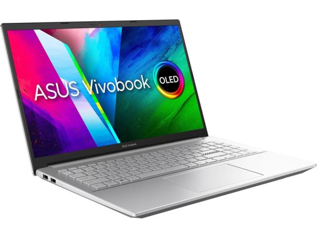 Лаптоп Asus Vivobook Pro OLED KM3500QA-OLED-L521W, AMD Ryzen 5 5600H 3.3 GHz(16M Cache, up to 4.2GHz)15.6" FHD, Glare(1920x1080), 400nits ,HDR,16GB DDR4 (ON BD.),512G PCIEG3 SSD,AMD Radeon GraphicSWindows 11,Illum. Kbd., Silver