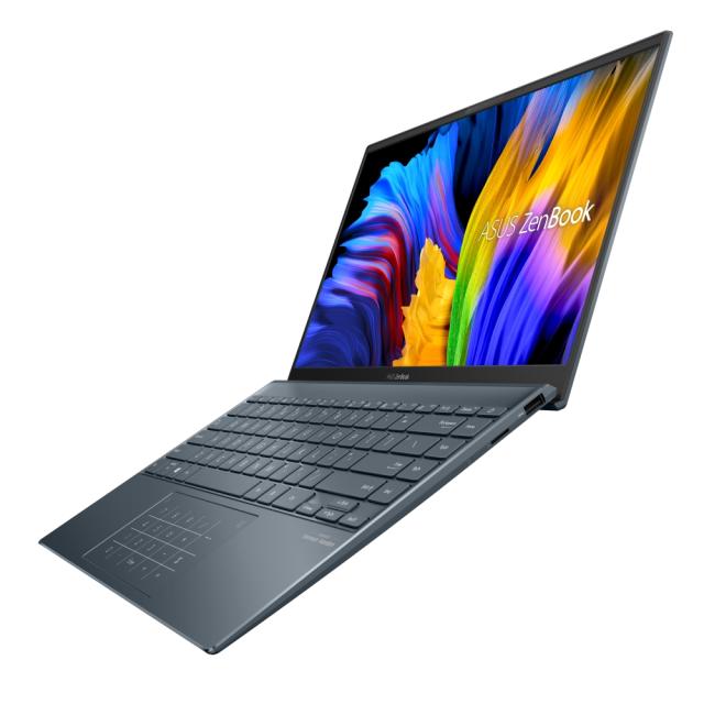 Лаптоп Asus Zenbook UM425UAZ-AM511W, AMD Ryzen 5 5500U 2.1Ghz(11M Cache, up to 4.0 GHz), 14" FHD(1920x1080), DDR4 8GB(ON BD.),512G PCIEG3 SSD, 2x USB 3.2 Gen 2 Type-C,TPM, Num Pad, Windows 11, Pine Grey
