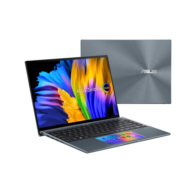 Лаптоп Asus Zenbook OLED UX5400EA-OLED-KN731R, Screenpad, Intel Core i7-1165G7 2.8 GHz (12M Cache, up to 4.7 GHz), OLED 14" 2.8K (2880 x 1800),400Nits Glare, 16GB LPDDR4(ON BD), Intel Iris Xe, PCIEG3x2 1TB SSD,Thunderbolt,TPM,Windows 10 Pro-, Bag, St
