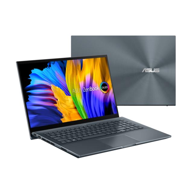 Лаптоп Asus Zenbook Pro OLED UM535QE-OLED-KY731X, AMD Ryzen 7 5800H 3.2 GHz(16M Cache, up to 4.4 GHz) OLED 15.6" FHD IPS (1920x1080)400Nits Glare Touch, 16GB LPDDR4(ON BD), PCIEG3x2 1TB SSD, RTX 3050 Ti 4GB GDDR6,Thunderbolt,TPM,Windows 11 Pro, Bag, 