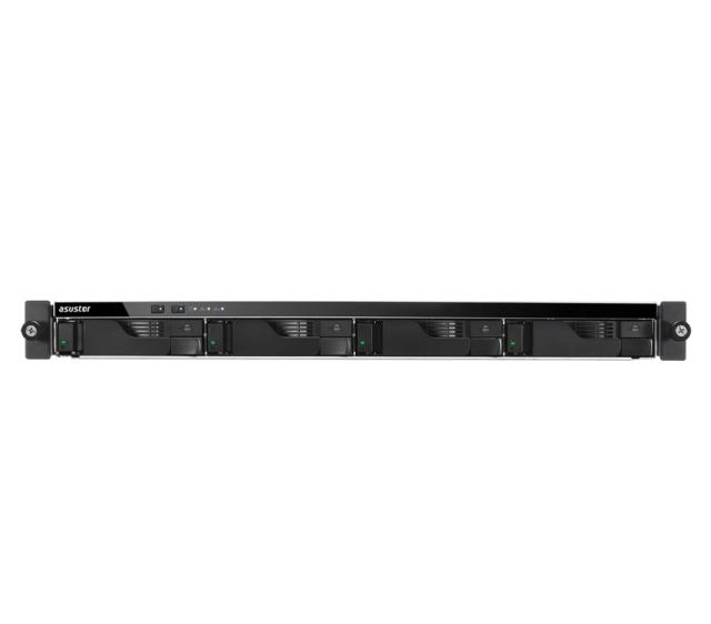 Мрежов сторидж Asustor AS6204RS, 4-bay NAS, Intel Celeron Quad-Core N3160 (up to 2.24 GHz, 2MB), 4 GB DDR3L SO-DIMM (max 8GB), 4 x 3.5" or SSD, GbE x 4, 4*USB 3.0, HDMI, lock tray, 1U Rack, Single Power & Rail Kit