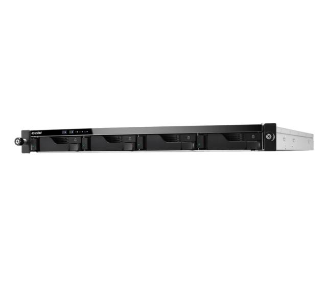 Мрежов сторидж Asustor AS6204RS, 4-bay NAS, Intel Celeron Quad-Core N3160 (up to 2.24 GHz, 2MB), 4 GB DDR3L SO-DIMM (max 8GB), 4 x 3.5" or SSD, GbE x 4, 4*USB 3.0, HDMI, lock tray, 1U Rack, Single Power & Rail Kit