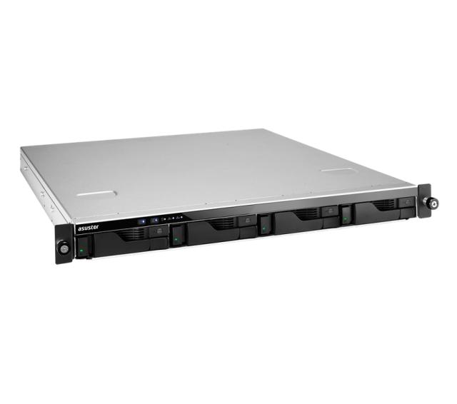 Мрежов сторидж Asustor AS6204RS, 4-bay NAS, Intel Celeron Quad-Core N3160 (up to 2.24 GHz, 2MB), 4 GB DDR3L SO-DIMM (max 8GB), 4 x 3.5" or SSD, GbE x 4, 4*USB 3.0, HDMI, lock tray, 1U Rack, Single Power & Rail Kit