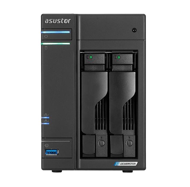 Мрежов сторидж Asustor Lockerstore 2 AS6602T, 2-Bay NAS, Intel Apollo Lake Quad-Core J4125 up to 2.7GHz, 4 GB SO-DIMM DDR4, M.2 Slots (2280 NVMe SSD) x2, GbE x 2, USB 3.2 x 3, HDMI 2.0, WOW (Wake on WAN), WOL, System Sleep Mode, AES-NI hardware encry