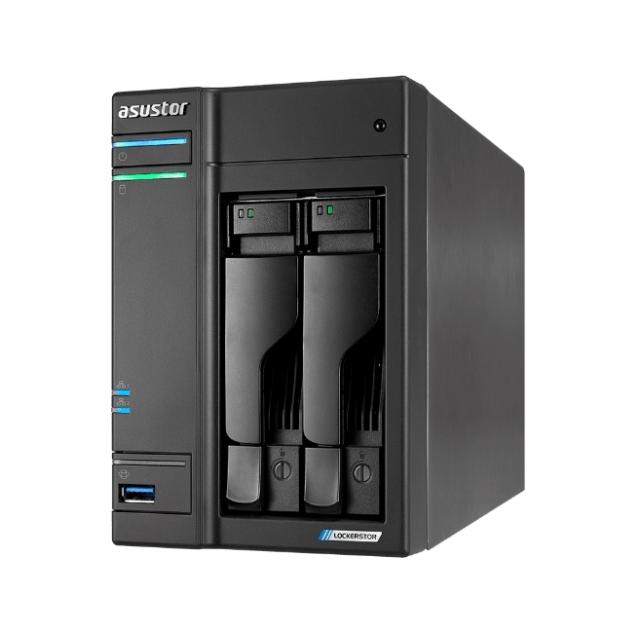 Мрежов сторидж Asustor Lockerstore 2 AS6602T, 2-Bay NAS, Intel Apollo Lake Quad-Core J4125 up to 2.7GHz, 4 GB SO-DIMM DDR4, M.2 Slots (2280 NVMe SSD) x2, GbE x 2, USB 3.2 x 3, HDMI 2.0, WOW (Wake on WAN), WOL, System Sleep Mode, AES-NI hardware encry