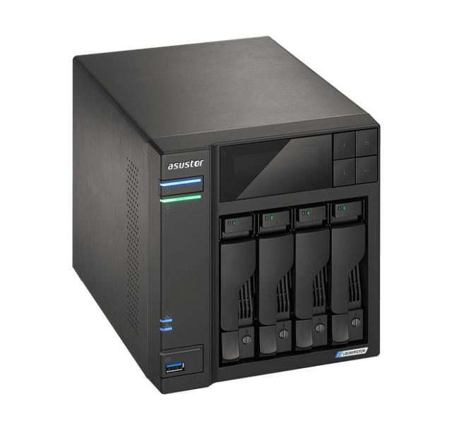 Мрежов сторидж Asustor  Lockerstore 4 AS6604T, 4-Bay NAS, Intel Apollo Lake Quad-Core J4125 up to 2.7GHz, 4 GB SO-DIMM DDR4,M.2 Slots (2280 NVMe SSD) x2, GbE x 2, USB 3.2 x 3, HDMI 2.0, WOW (Wake on WAN), WOL, System Sleep Mode, AES-NI hardware encry