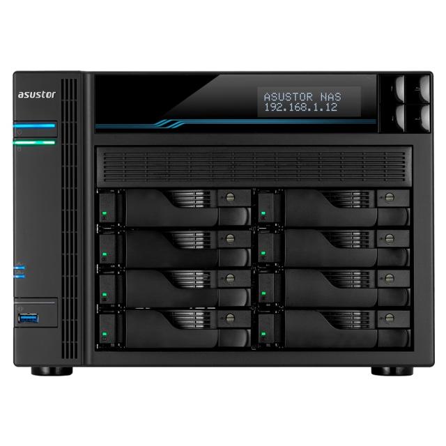Мрежов сторидж Asustor Lockerstore 8 AS6508T, 8-Bay NAS, Intel ATOM C3538 Quad-Core (Denverton 2.1GHz), 8GB DDR4 (Max 32 GB) , 10 GbE x 2, 2.5 GbE x 2, USB 3.2 Gen-1 x 2, 8 x 2.5” / 3.5” SATA or SSD, 2x M.2PCIe (NvMe) or SATA SSD, with lock. tray, AE