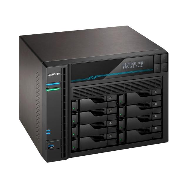 Мрежов сторидж Asustor Lockerstore 8 AS6508T, 8-Bay NAS, Intel ATOM C3538 Quad-Core (Denverton 2.1GHz), 8GB DDR4 (Max 32 GB) , 10 GbE x 2, 2.5 GbE x 2, USB 3.2 Gen-1 x 2, 8 x 2.5” / 3.5” SATA or SSD, 2x M.2PCIe (NvMe) or SATA SSD, with lock. tray, AE