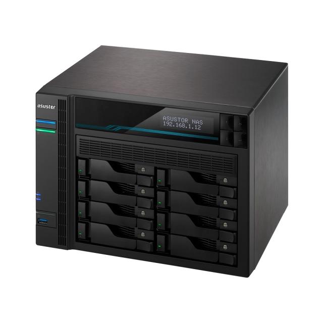 Мрежов сторидж Asustor Lockerstore 8 AS6508T, 8-Bay NAS, Intel ATOM C3538 Quad-Core (Denverton 2.1GHz), 8GB DDR4 (Max 32 GB) , 10 GbE x 2, 2.5 GbE x 2, USB 3.2 Gen-1 x 2, 8 x 2.5” / 3.5” SATA or SSD, 2x M.2PCIe (NvMe) or SATA SSD, with lock. tray, AE