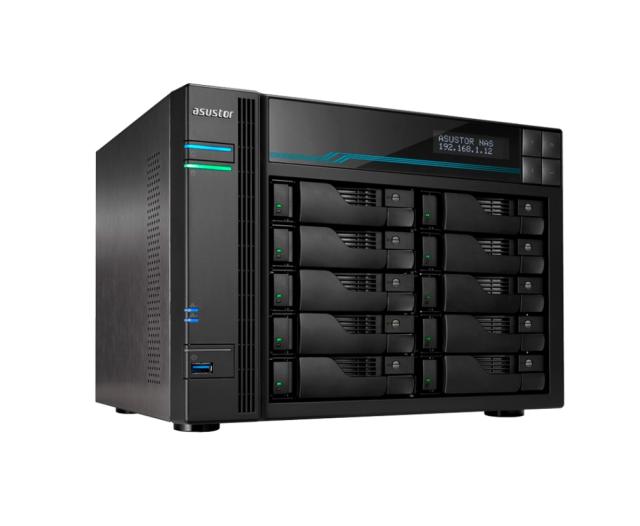 Мрежов сторидж Asustor Lockerstore 10 AS6510T, 10-Bay NAS, Intel ATOM C3538 Quad-Core( Denverton 2.1GHz), 8GB DDR4 (Max 32 GB) , 10 GbE x 2, 2.5 GbE x 2, USB 3.2 Gen-1 x 2, 10 x 2.5” / 3.5” SATA or SSD, 2 x M.2PCIe (NvMe) or SATA SSD, with lockable t