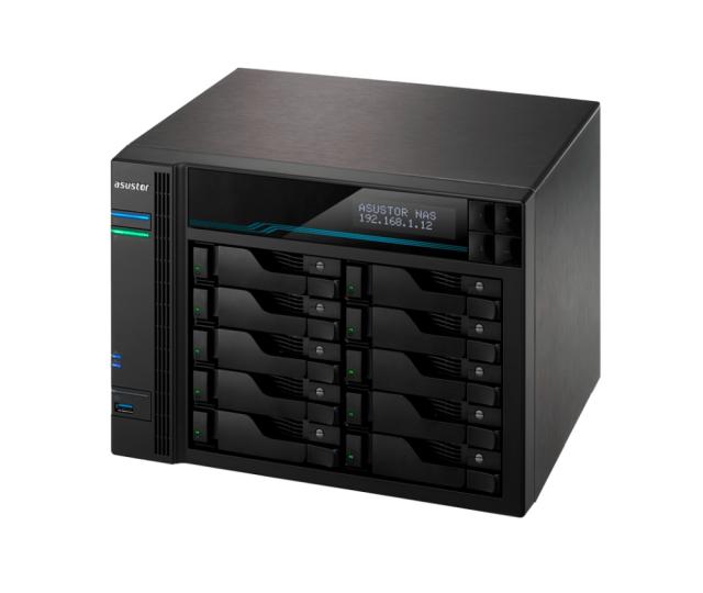 Мрежов сторидж Asustor Lockerstore 10 AS6510T, 10-Bay NAS, Intel ATOM C3538 Quad-Core( Denverton 2.1GHz), 8GB DDR4 (Max 32 GB) , 10 GbE x 2, 2.5 GbE x 2, USB 3.2 Gen-1 x 2, 10 x 2.5” / 3.5” SATA or SSD, 2 x M.2PCIe (NvMe) or SATA SSD, with lockable t