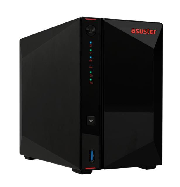 Мрежов сторидж Asustor AS5202T, 2-Bay NAS, Intel Celeron J4005 Dual-Core 2.0 GHz (burst up 2.7 GHz), 2GB SO-DIMM DDR4 (Max. 8GB), 2x 2.5 GbE, 2x 2.5"/3.5" SATA3 HDD or SSD, 3x USB 3.2 Gen 1 Type A, WOW (Wake on WAN), WOL, System Sleep Mode, AES-NI ha