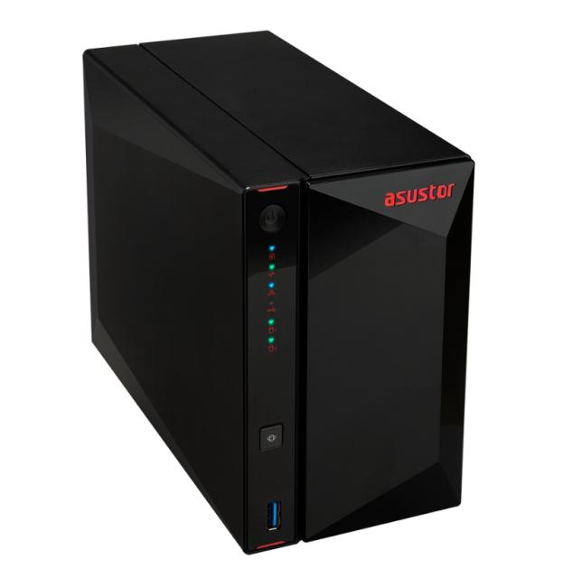 Мрежов сторидж Asustor AS5202T, 2-Bay NAS, Intel Celeron J4005 Dual-Core 2.0 GHz (burst up 2.7 GHz), 2GB SO-DIMM DDR4 (Max. 8GB), 2x 2.5 GbE, 2x 2.5"/3.5" SATA3 HDD or SSD, 3x USB 3.2 Gen 1 Type A, WOW (Wake on WAN), WOL, System Sleep Mode, AES-NI ha