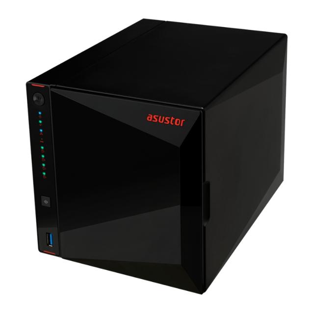 Мрежов сторидж Asustor AS5304T, 4-Bay NAS, Intel Celeron J4105 Quad-Core 1.5 GHz (burst up 2.5 GHz), 4 GB SO-DIMM DDR4, 4x 2.5"/3.5" SATA3 HDD or SSD, 2x 2.5 GbE, 3x USB 3.2 Gen 1 Type A, WOW (Wake on WAN), WOL, System Sleep Mode, AES-NI hardware enc