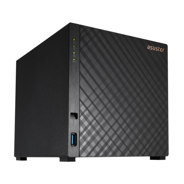 Мрежов сторидж Asustor AS1104T 4 bay NAS, Realtek RTD1296, Quad-Core, 1.4GHz, 1GB DDR4 (not expandable), 2.5GbE x1, USB3.2 Gen1 x2, WOW (Wake on WAN), System Sleep Mode, hardware encryption, EZ connect, EZ Sync