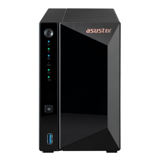 Мрежов сторидж Asustor AS3302T, 2 bay NAS, Realtek RTD1296, Quad-Core, 1.4GHz, 2GB DDR4(not ex.), 2.5GbE x1, USB3.2 Gen1 x3, WOW (Wake on WAN), Ttoolless installation, with hot-swappable tray, hardware encryption, MyArchive, EZ connect, EZ Sync, WoL,