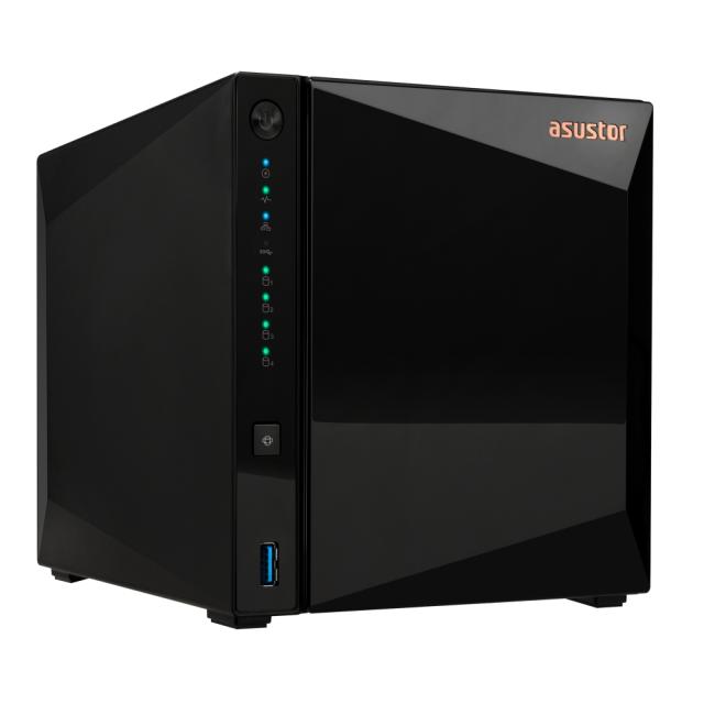 Мрежов сторидж Asustor AS3304T, 4 bay NAS, Realtek RTD1296, Quad-Core, 1.4GHz, 2GB DDR4 (not ex.), 2.5GbE x1, USB3.2 Gen1 x3, WOW (Wake on WAN), Ttoolless installation, with hot-swappable tray, hardware encryption, MyArchive, EZ connect, EZ Sync, WoL