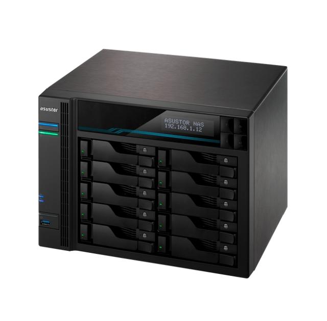 Мрежов сторидж Asustor Lockerstore Pro 10 AS7110T,10 Bay NAS, Intel Xeon Quad-Core E-2224 3.4GHz (up to 4.6GHz) , 8GB DDR4 ECC SODIMM, 2.5GbE x3, 10GbE x1, M.2 Drive Slots x 2, USB 3.2Gen2 x2, USB 3.2Gen1 x1, WOW (Wake on WAN), WOL, System Sleep Mode