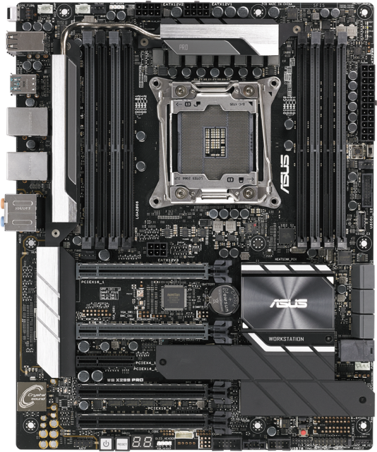 Дънна платка Asus WS X299 PRO, X299, LGA2066, 8xDDR4, (SLI&CFX), PCI-Е, 6x SATA 6Gb/s, 2x M.2, 1x U.2, 2x USB 3.1 Gen2, 4x USB 3.1 Gen1, 2x LAN1000, ATX