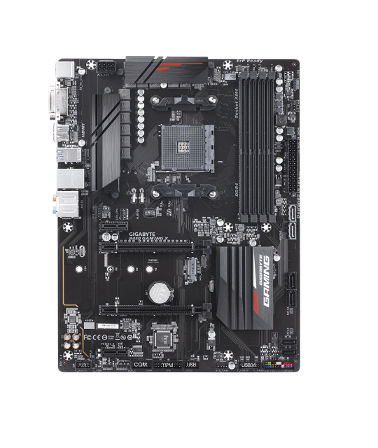 Дънна платка Gigabyte B450 Gaming X, B450, AM4, DDR4, (HDMI&DVI), (CF), PCIe, 6x SATA 6Gb/s, 1x M.2 ports, 2x USB 3.1 Gen 1, RGB Fusion,  ATX
