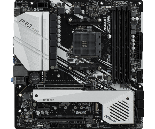 Дънна платка ASRock X570M Pro4, X570M, AM4, DDR4, (HDMI&DP), PCIe 4.0, CFX, 8x SATA 6Gb/s, 2x M.2, USB 3.2 Gen2, Micro ATX
