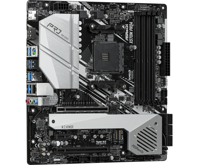 Дънна платка ASRock X570M Pro4, X570M, AM4, DDR4, (HDMI&DP), PCIe 4.0, CFX, 8x SATA 6Gb/s, 2x M.2, USB 3.2 Gen2, Micro ATX