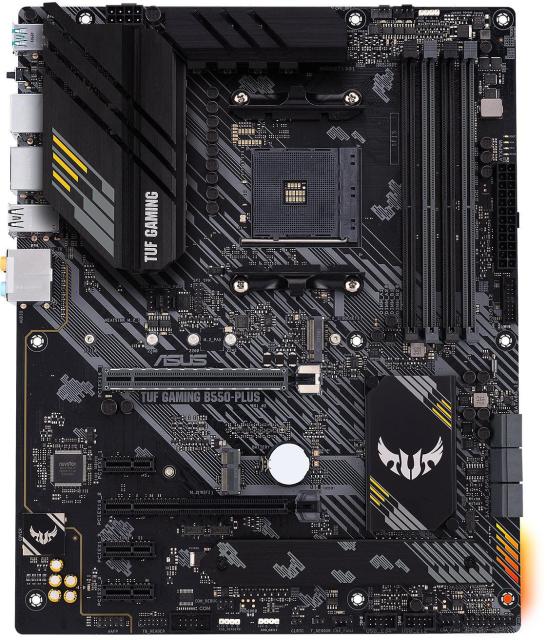 Дънна платка Asus TUF-GAMING-B550-PLUS, B550, AM4, (HDMI/DP), (CFX), PCIe 4.0, 6x SATA3 6.0 Gb/s, 2x M.2, 2x USB 3.2 Gen2, Aura Sync, ATX