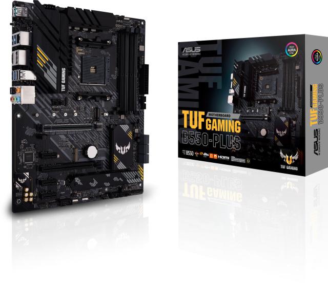 Дънна платка Asus TUF-GAMING-B550-PLUS, B550, AM4, (HDMI/DP), (CFX), PCIe 4.0, 6x SATA3 6.0 Gb/s, 2x M.2, 2x USB 3.2 Gen2, Aura Sync, ATX