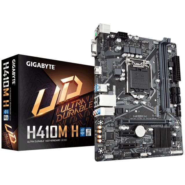 Дънна платка GIGABYTE H410M-H V3, (HDMI, D-Sub), 2 x DDR4, Socket 1200 (400 Series), Micro ATX