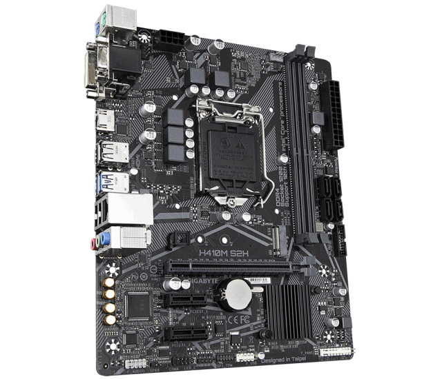 Дънна платка Gigabyte H410M S2H V3, H410, LGA1200, 2 x DDR4, (HDMI/DVI/VGA),  PCI-E 3.0, 4x SATA 6Gb/s, 1x M.2, 2x USB 3.2 Gen 1, Micro ATX