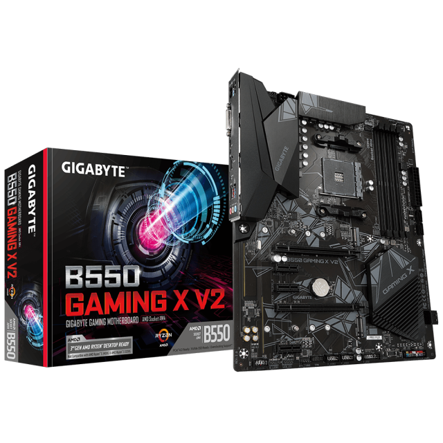 Дънна платка Gigabyte B550 GAMING X V2, AM4, B550, DDR4, PCI-E 4.0(HDMI/DVI), 4x SATA 6Gb/s, 2x M.2, 1x USB 3.2 Gen 2, RGB Fusion, V2 (rev. 1.0), ATX