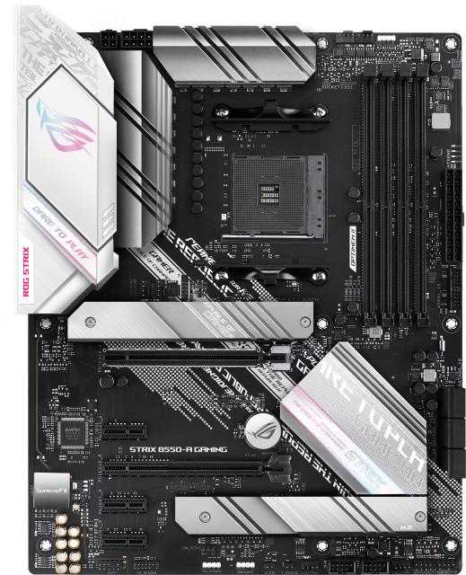 Дънна платка Asus ROG Strix B550-A Gaming, B550, 4 x AM4, DDR4, PCI-E 4.0 (DP/HDMI)(CFX), 6x SATA 6Gb/s, 2x M.2, 1x USB 3.2 Gen 2 Type-C, 2.5GB Lan, Aura Sync,  ATX