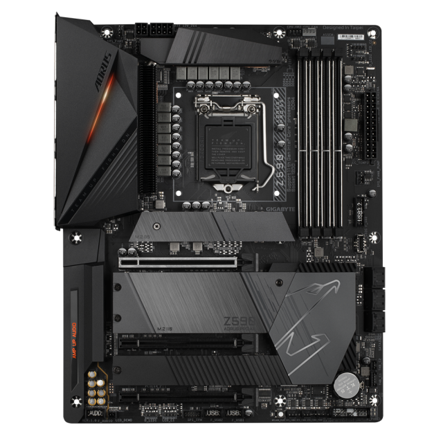 Дънна платка Gigabyte Z590 AORUS PRO AX, Z590, LGA1200, 4 x DDR4, PCIe (DP), 6 x SATA 6Gb/s, M.2 connector, 4 x USB 3.2 Gen 2 Type-A, USB Type-C, Wi-Fi, Bluetooth, RGB Fusion 2.0, ATX