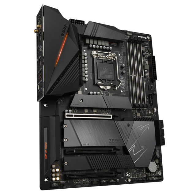 Дънна платка Gigabyte Z590 AORUS PRO AX, Z590, LGA1200, 4 x DDR4, PCIe (DP), 6 x SATA 6Gb/s, M.2 connector, 4 x USB 3.2 Gen 2 Type-A, USB Type-C, Wi-Fi, Bluetooth, RGB Fusion 2.0, ATX