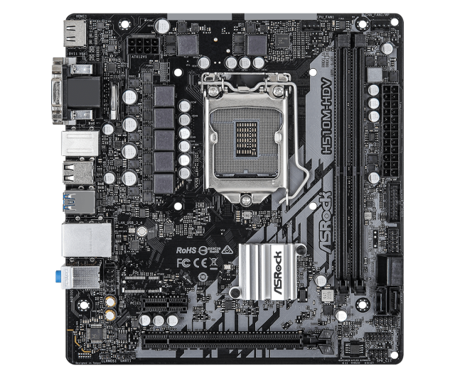 Дънна платка ASRock H510M-HDV, H510, LGA1200, 2xDDR4, (HDMI/DVI/VGA), PCI-E 4.0, 4x SATA 6Gb/s, 2x USB 3.2 Gen 1, Micro ATX