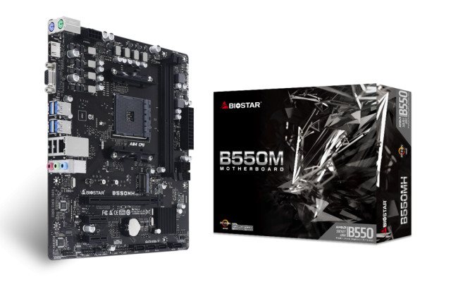 Дънна платка BIOSTAR B550MH, B550, AM4, 2 x DDR4, 4 x SATA III, M.2, (VGA, HDMI, 4 x USB 3.2, 2 x USB 2.0, LAN), Ver 6.0, Micro ATX