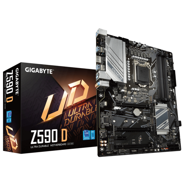 Дънна платка Gigabyte Z590 D, Z590, LGA1200, DDR4, PCI-E 4.0 (DP)(CF), 6x SATA 6Gb/s, 2x M.2, 6x USB 3.2 Gen 1, RGB Fusion 2.0, ATX